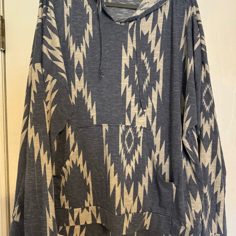 Rock & Roll Cowgirl Blue and Cream Hoodie